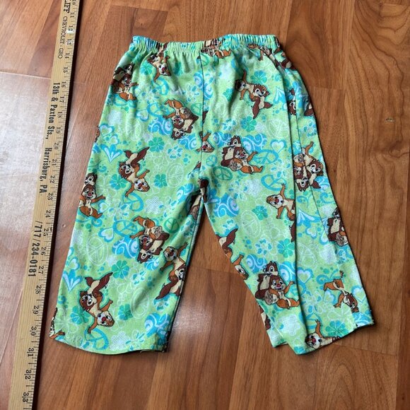 Disney Chipmunk Chip N Dale Green PJ Pants - XS 4/5, Peace Signs, Hearts, Comfy - Picture 5 of 7
